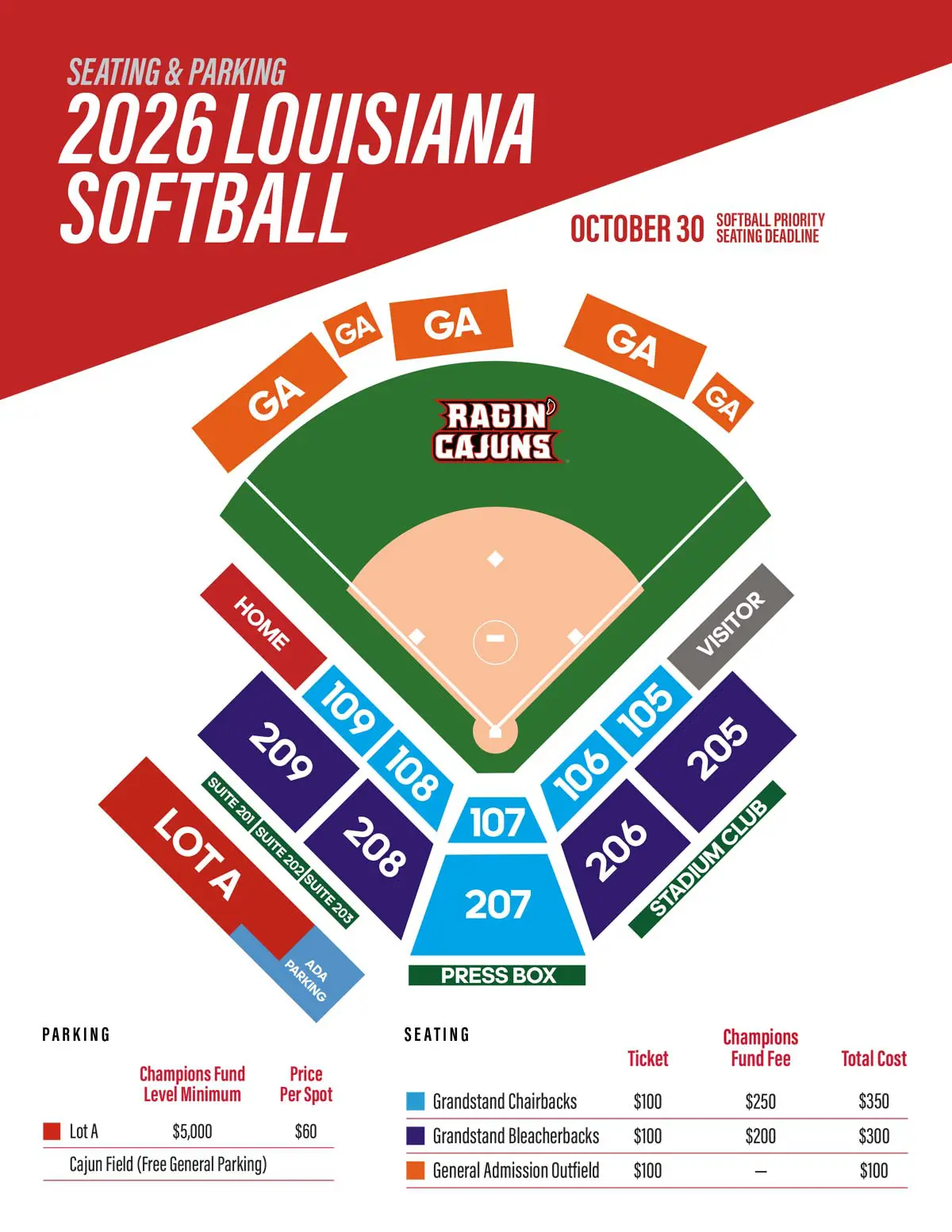 softball seating map